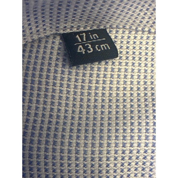 Envoy Mens Classic Fit Dress Shirt 17" Collar Long Sleeve Checkered Blue‎ - Picture 3 of 6